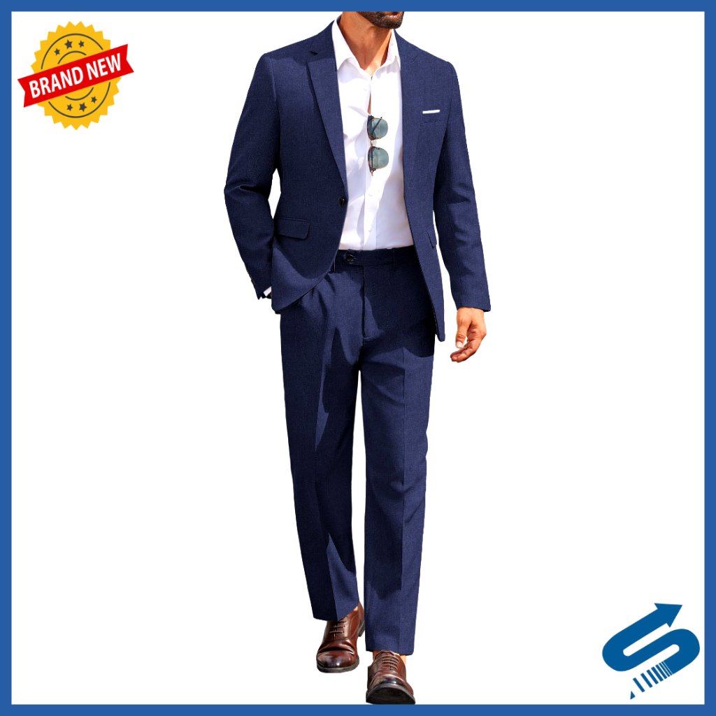 Classic Fit 2-Piece Suit Set, Polyester, Wedding Business Formal